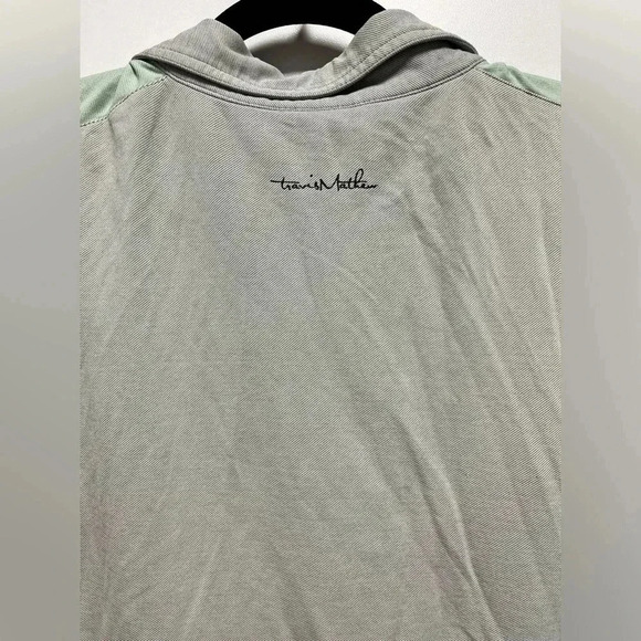 Travis Mathew Polo Shirt Mens L Gray Green White Golf Adult Logo Casual - Picture 4 of 5